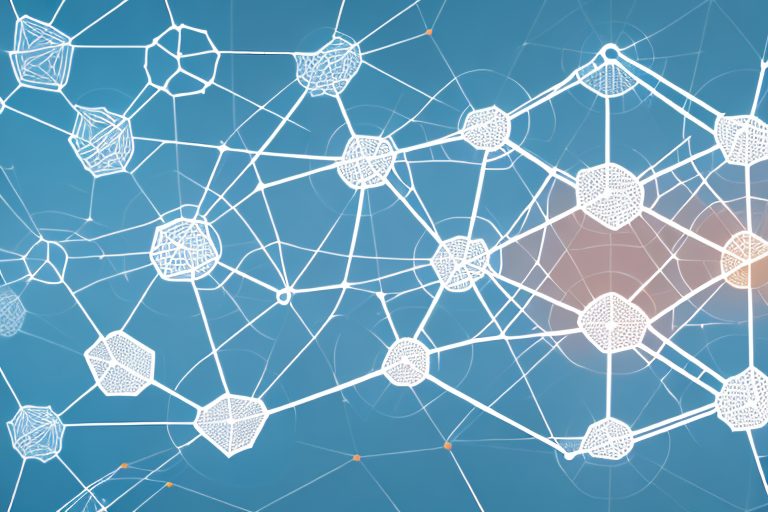 A network of interconnected nodes representing the five cryptocurrencies mentioned in the article