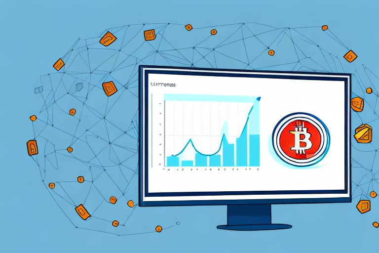 A trader looking at a computer screen with a graph of a cryptocurrency market