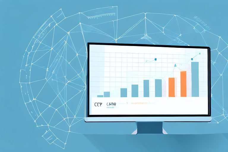 A person looking at a computer screen with a graph of a cryptocurrency's price movements