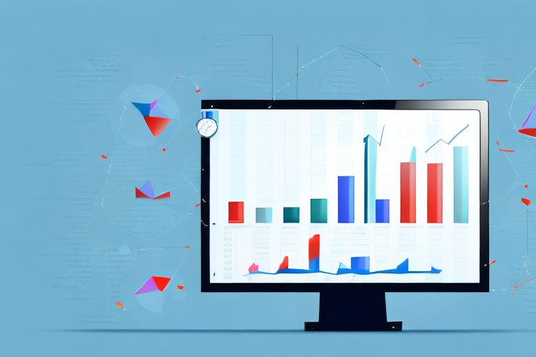 A trader looking at a computer screen with a chart of a stock market or financial asset