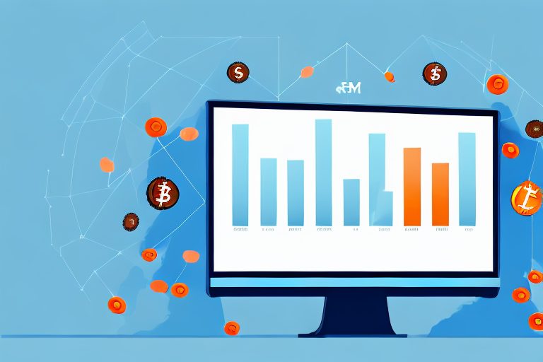 A computer monitor displaying a graph of a cryptocurrency's performance over time